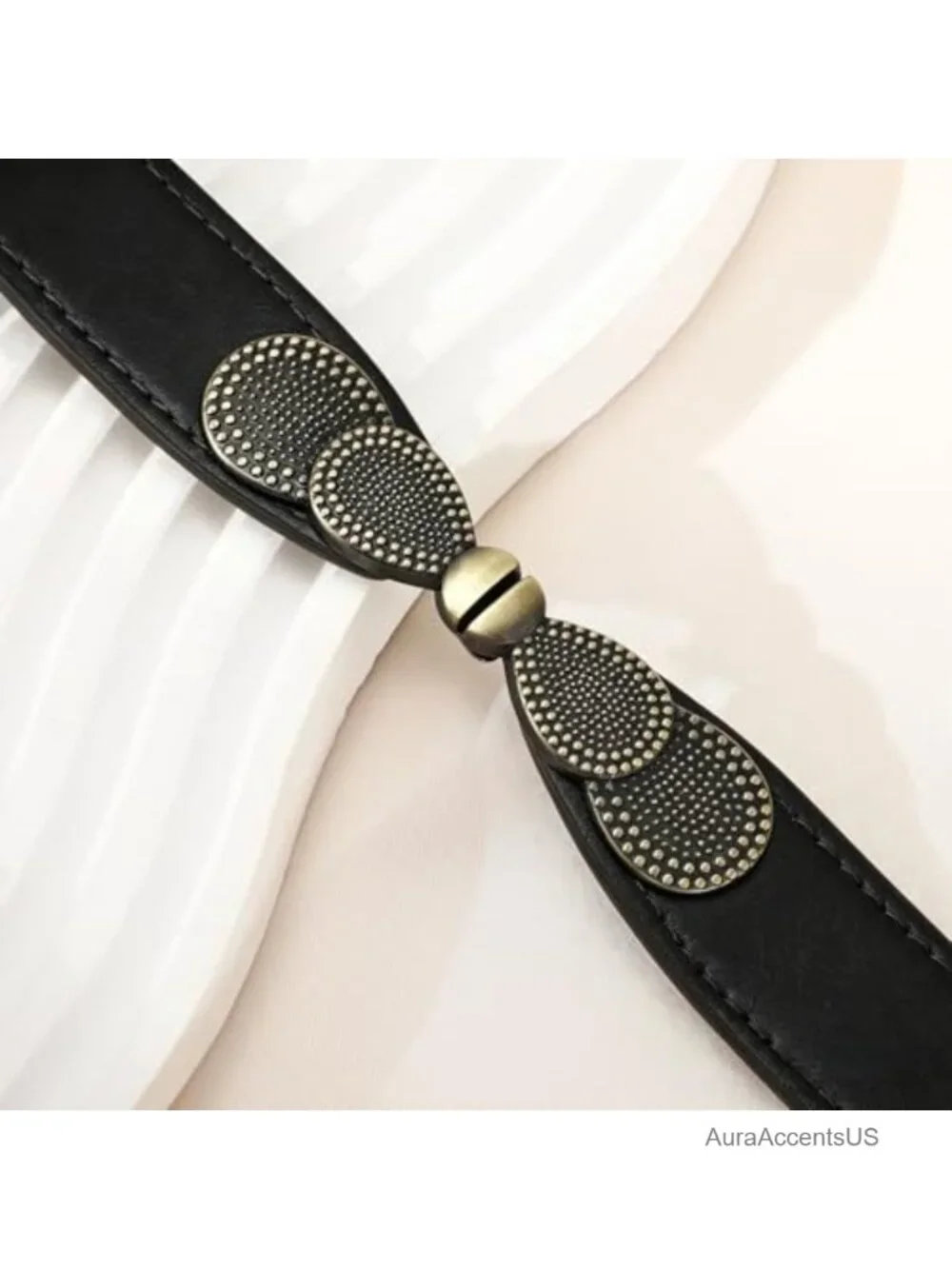 Skinny Elastic Stretch Belt for Dresses Retro Ladies Waist Vintage Metal Buckle
